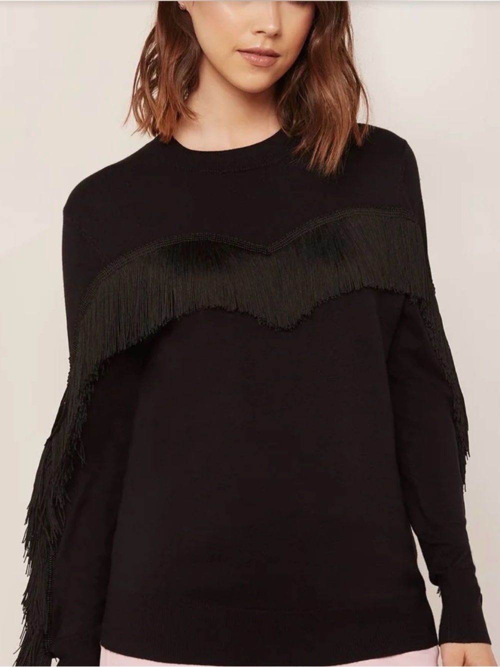 NWT Ted Baker Aniebal Black Fringe Sweater Jumper Size 2 (Medium)